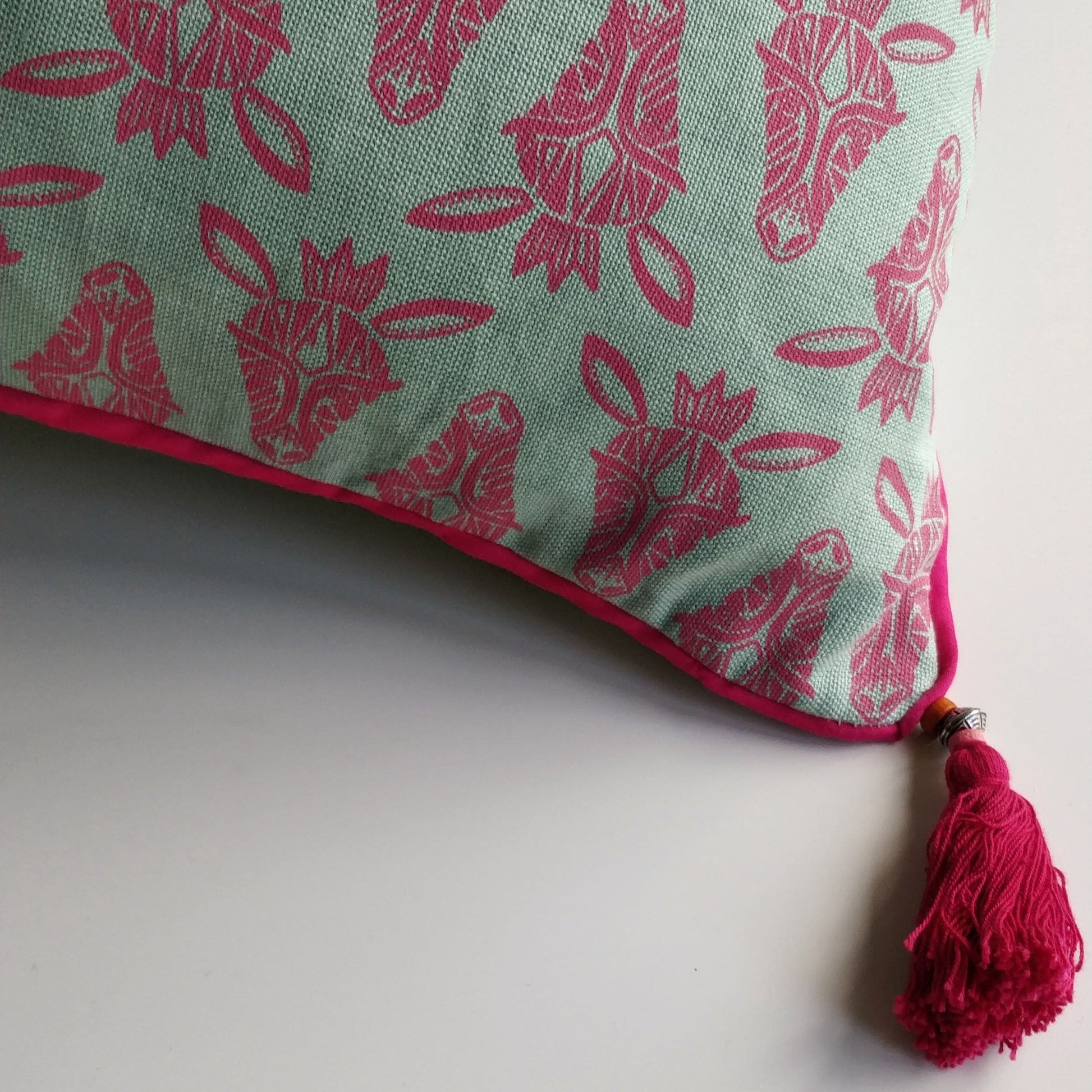 Handmade and Fair Trade Zebra Print Cushion - corner