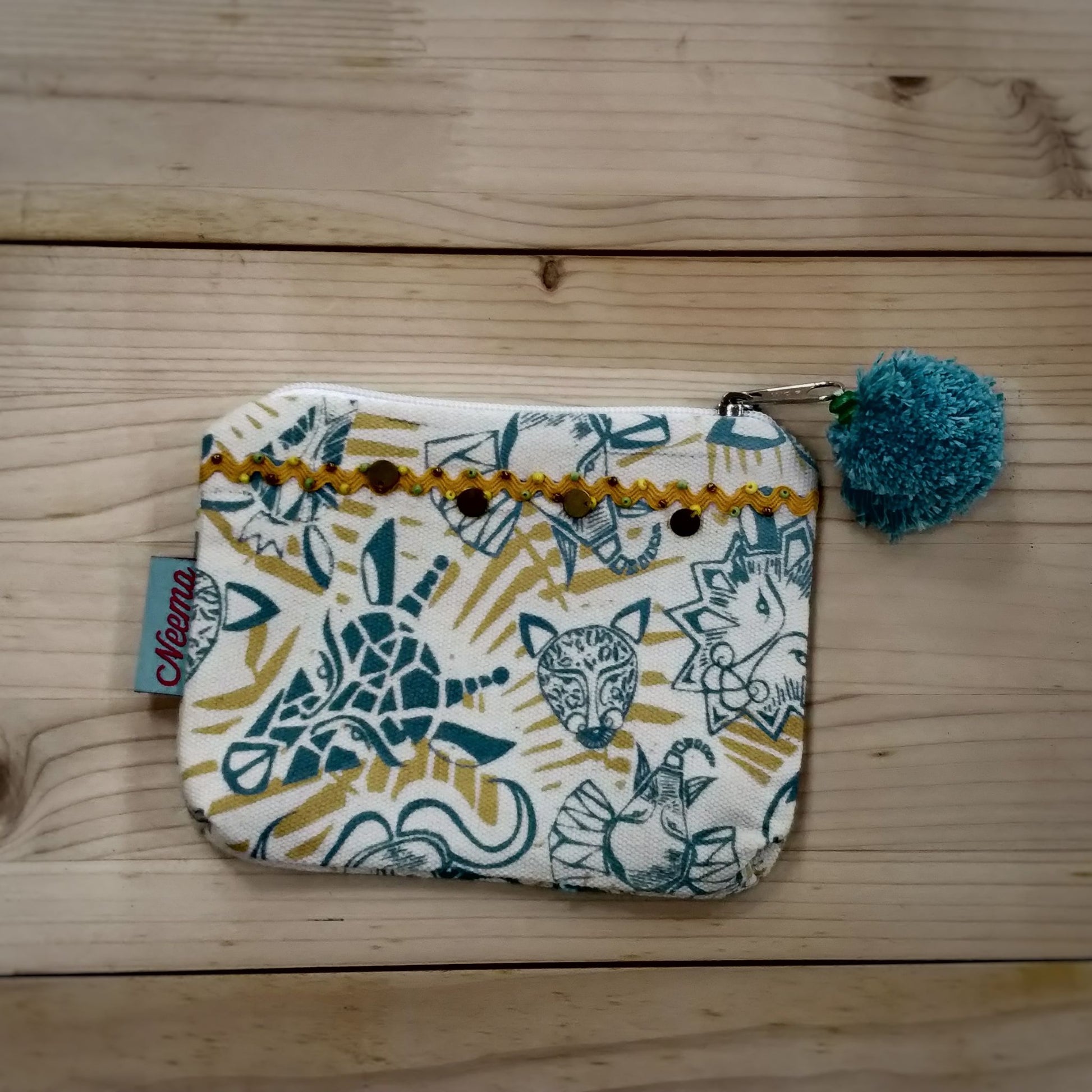 Handmade and Fair Trade Zip Up Purse  Two Colours - yellow