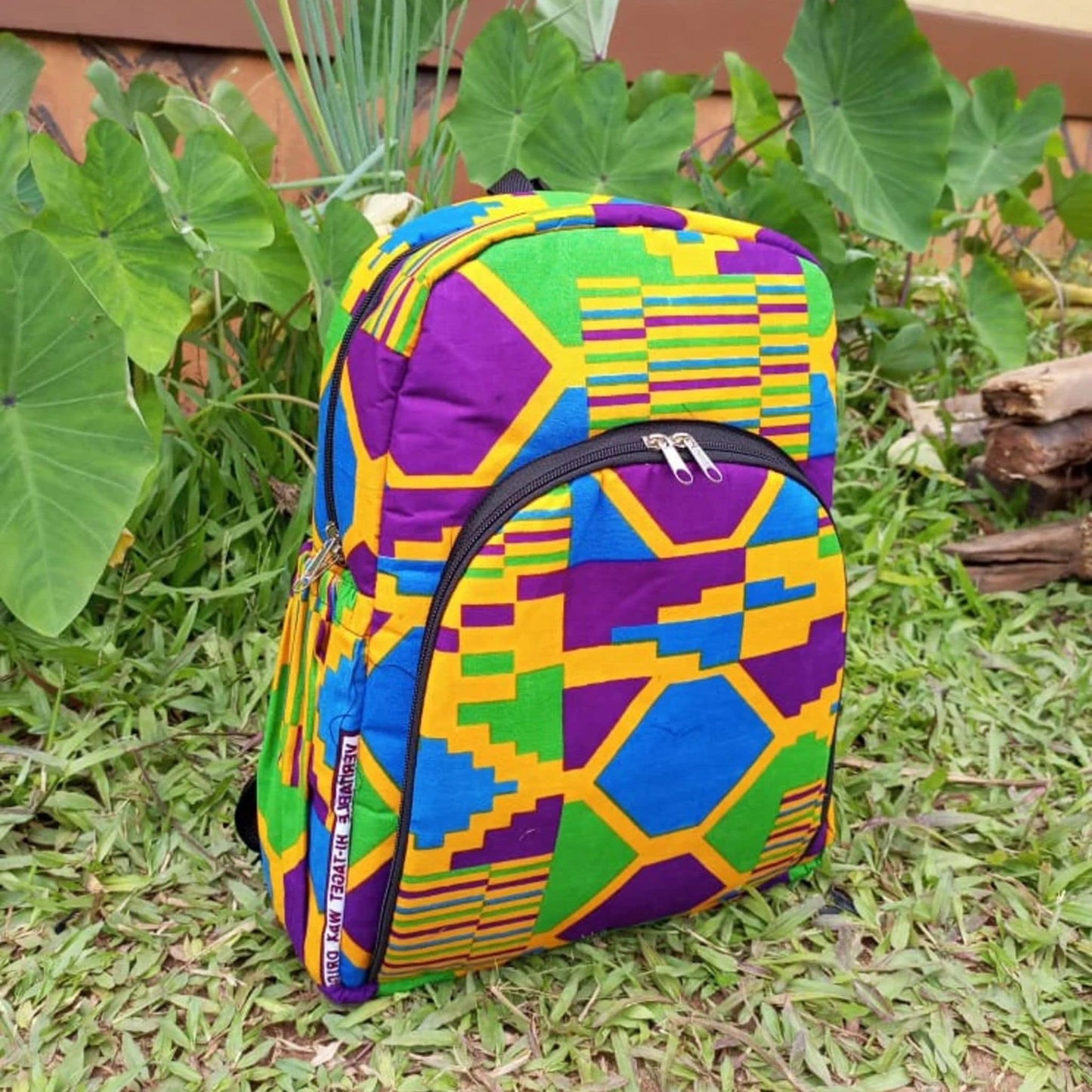 Handmade Backpack Empowering Women in Uganda - kente print