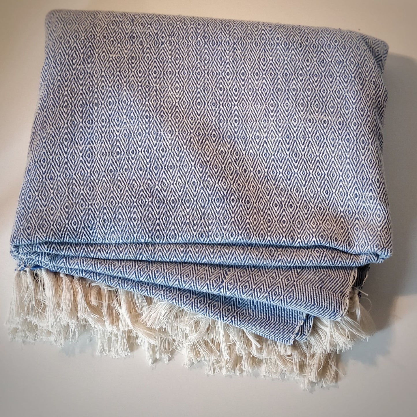 Hand woven blanket - blue