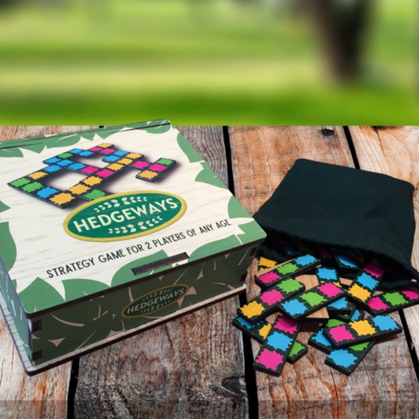 Hedgeways Strategy Game - box and wooden tiles