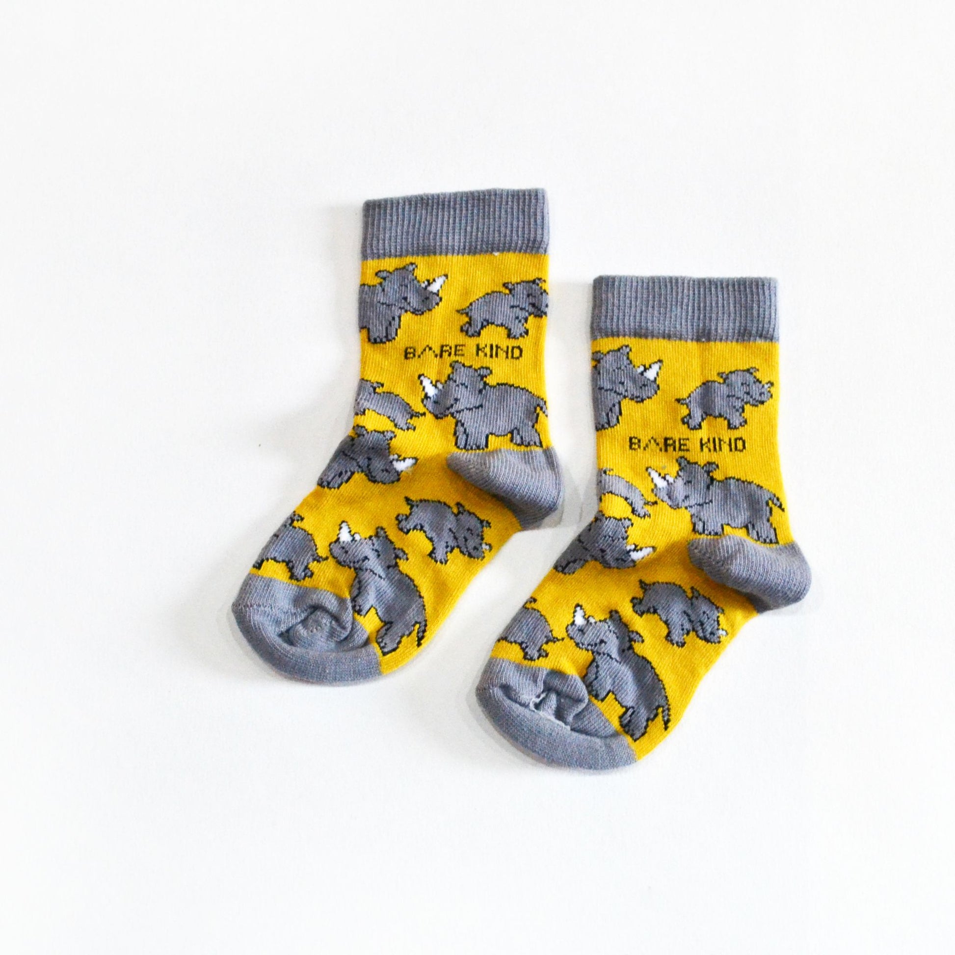 Kids Socks Protecting Rhinos  Bamboo Socks in 3 Kids' Sizes