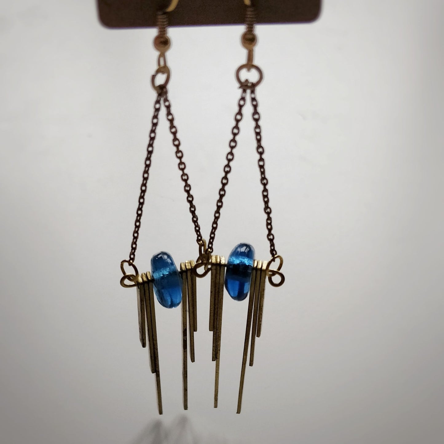 Kioo Hanging Bead and Brass Earrings  Handmade and Fair Trade - hanging