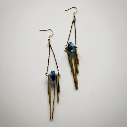 Kioo Hanging Bead and Brass Earrings  Handmade and Fair Trade