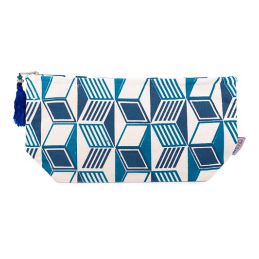 Handmade and Fair Trade Large Washbag | Blue Zig Zag