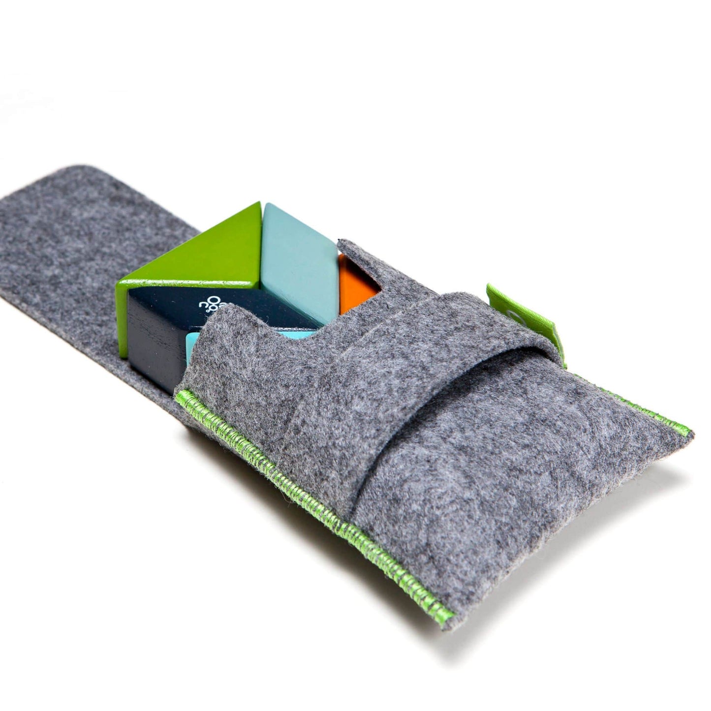 Magnetic Wooden Prism Pocket Pouch in felt pouch