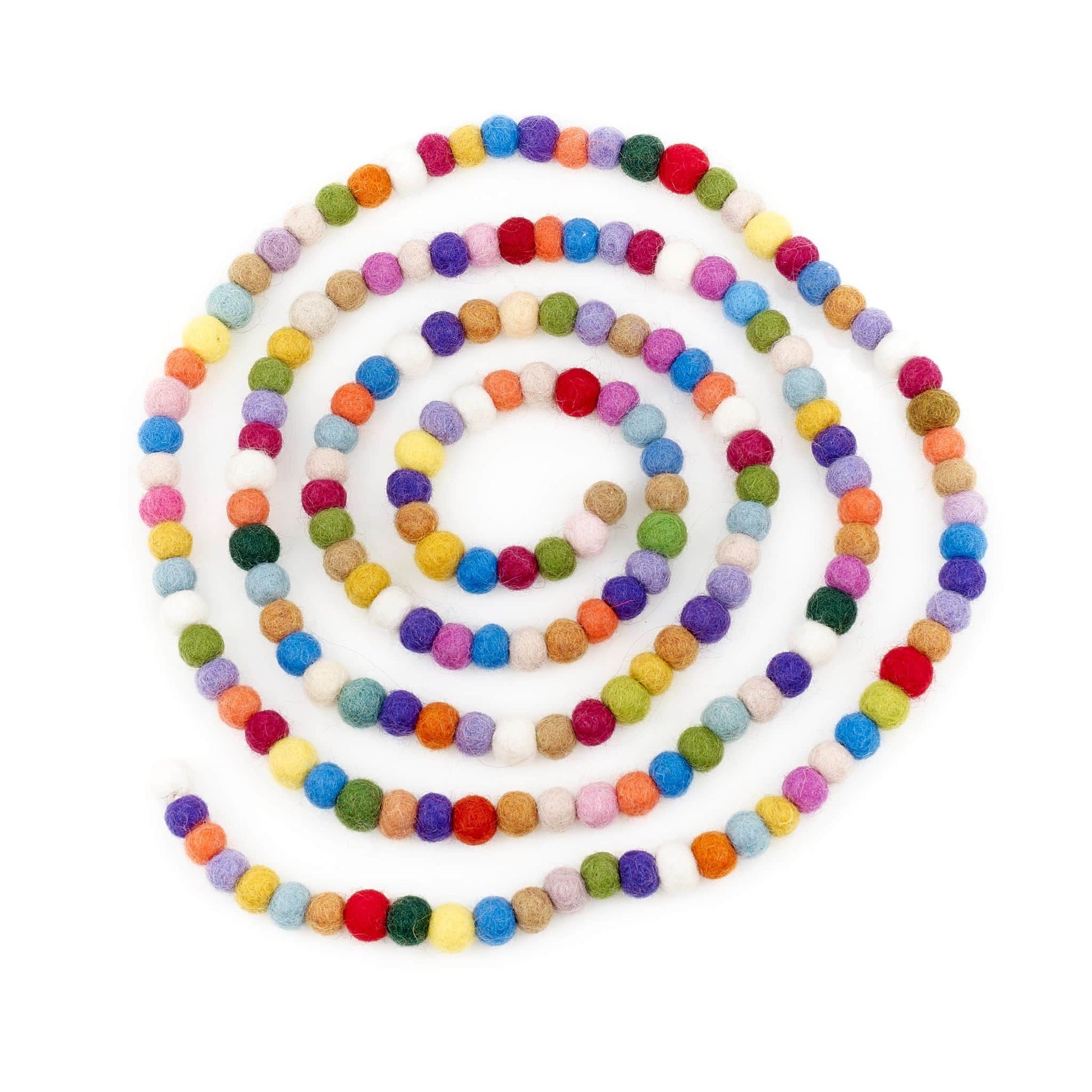 Mini Multi-Coloured Pompom Garland - handmade felt and Fair Trade