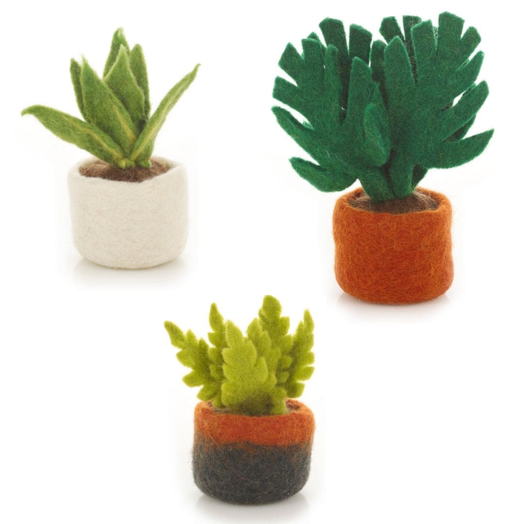 Miniature Fake Plant Trio - felt plants