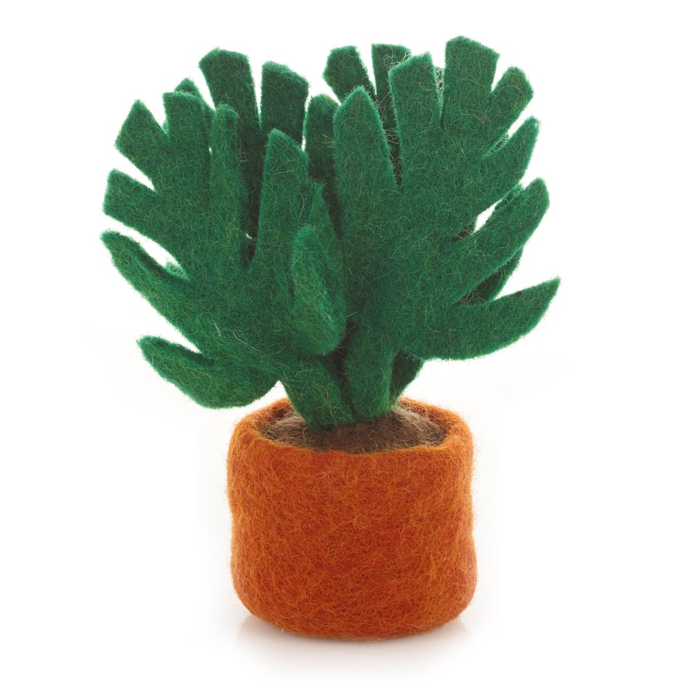 Miniature Monstera Plant  Hand Felted & Fair Trade Houseplant