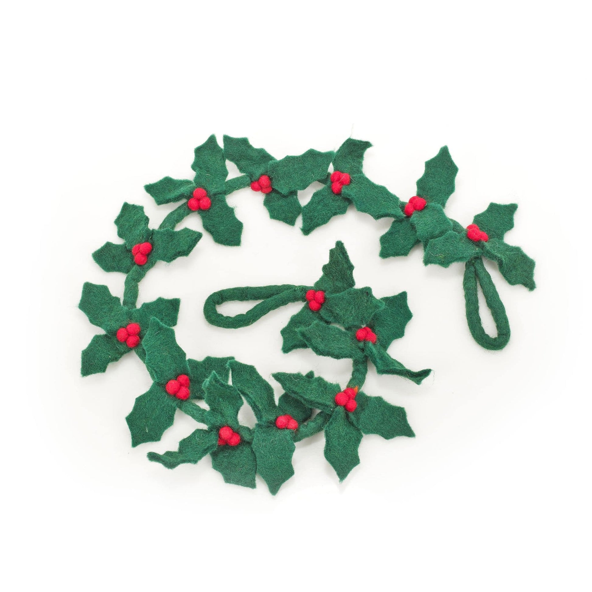 Needle Felt Christmas Garland -  Holly garland Christmas decoration