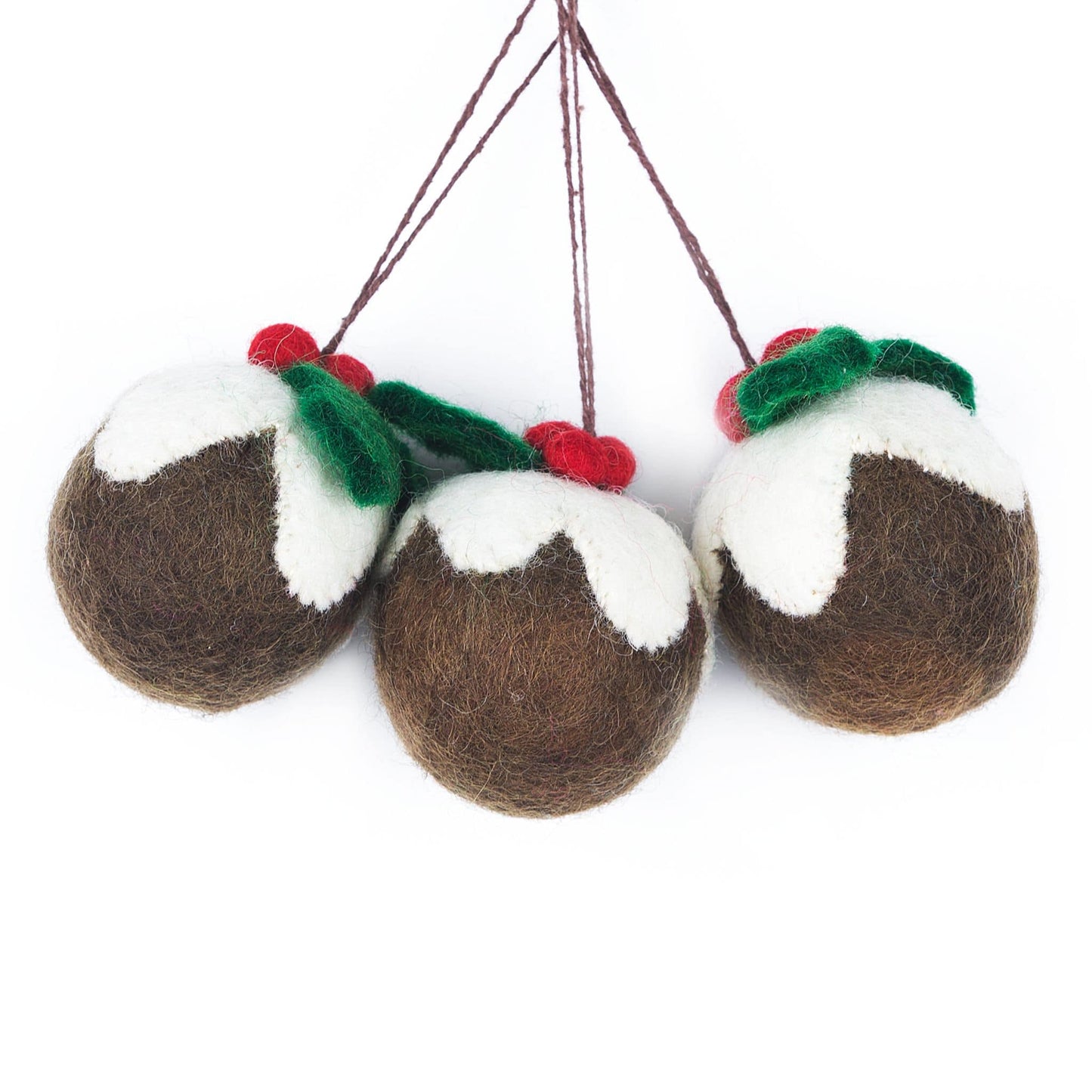 Needle Felt Christmas Tree Decorations  Christmas Pudding Baubles