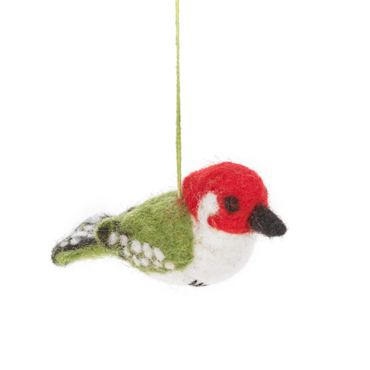 Needle Felt Winnie Woodpecker Decoration - Handmade and Fair Trade