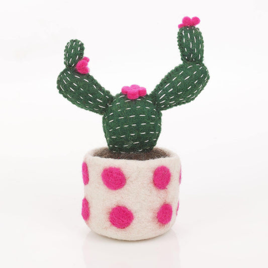 Pink Felt Cactus - Hand Felted Fair Trade Fake Houseplant