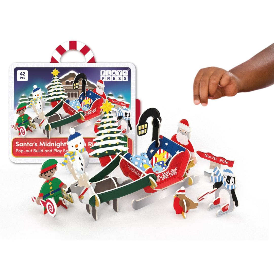 Playpress santa's midnight sleigh ride toy - child's hand