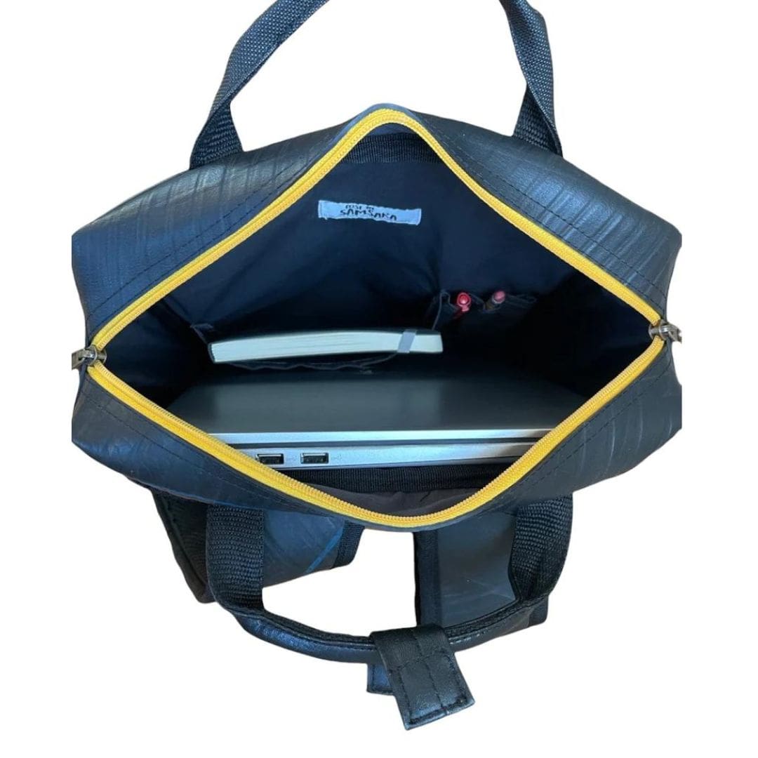 Portobello Backpack made from Recycled Materials - yellow from above