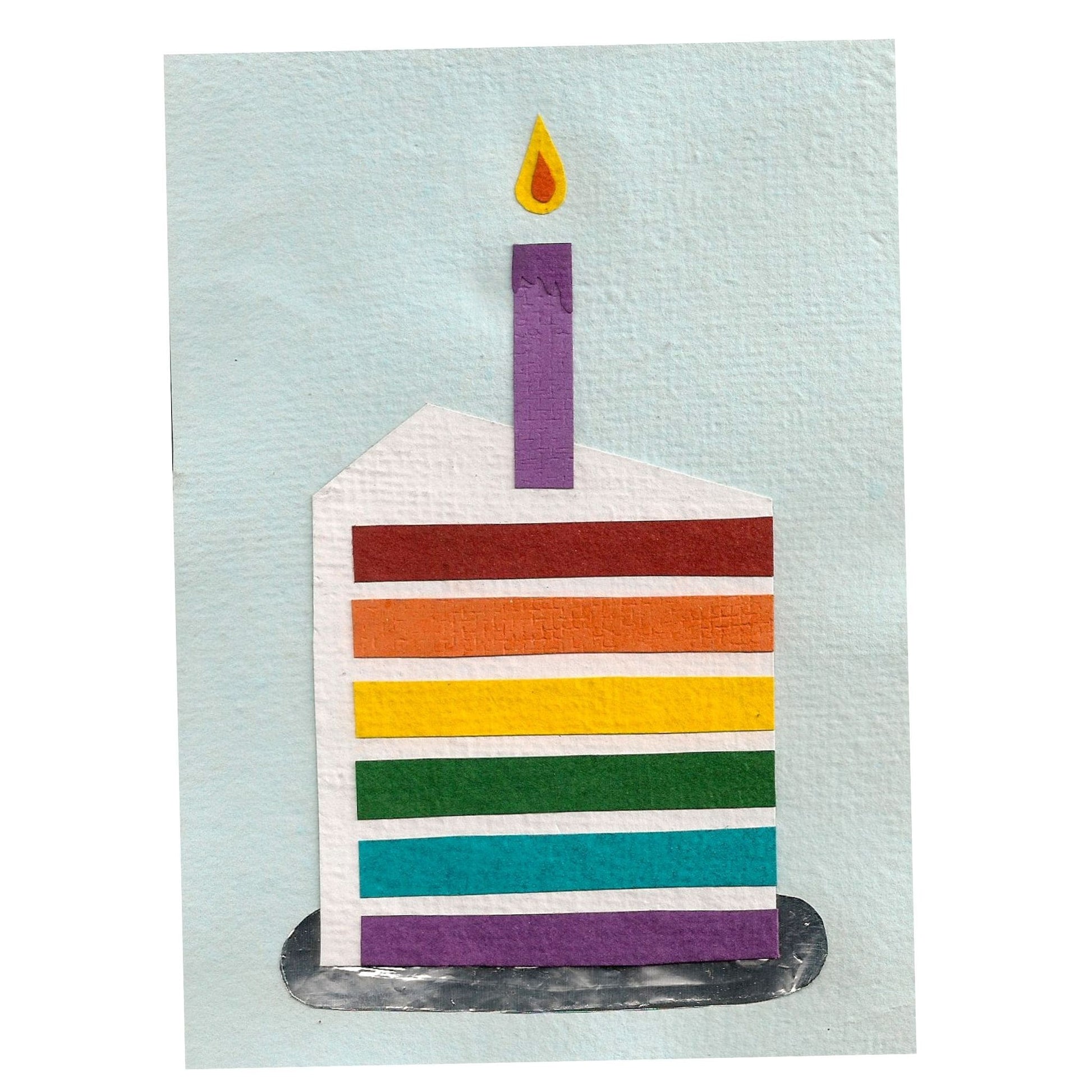 Rainbow Cake - Handmade Birthday Card from Recycled Materials