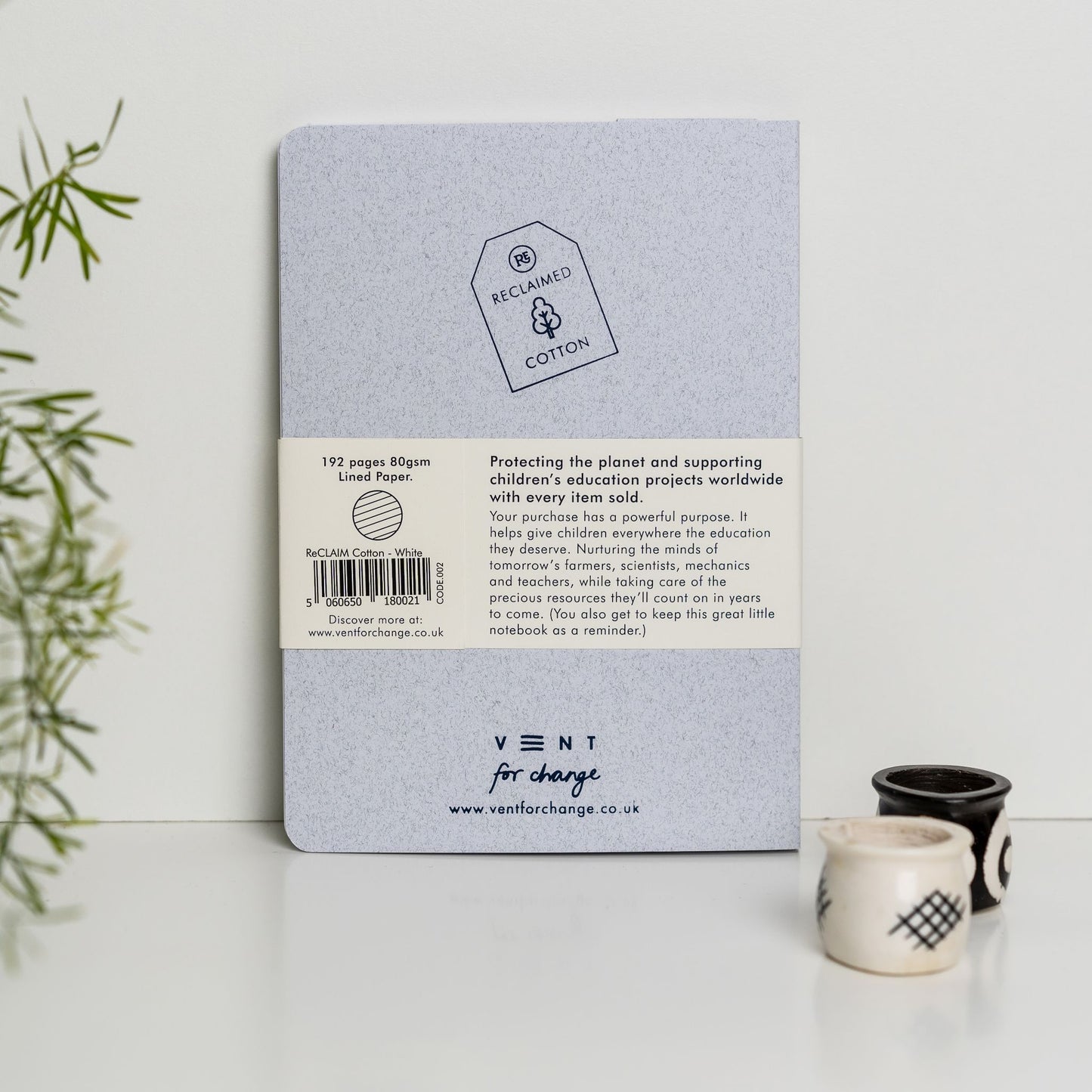 Reclaimed Cotton A5 Notebook - white back