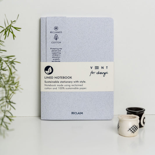 Reclaimed Cotton A5 Sustainable Notebook - white front