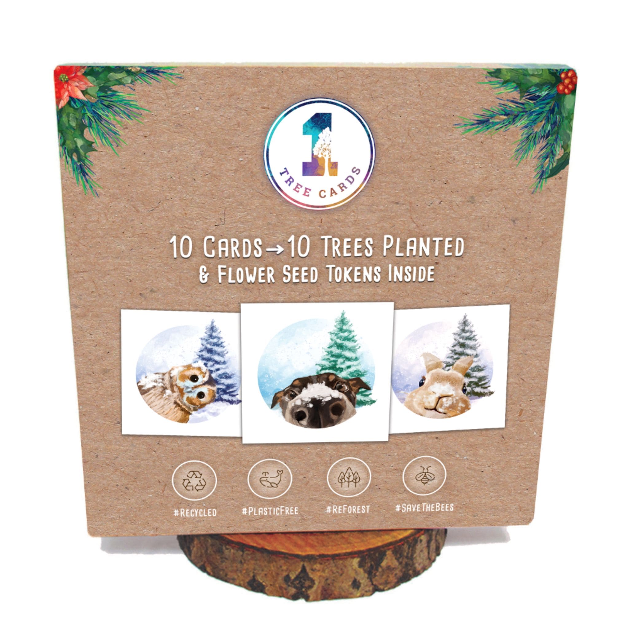 Recycled Christmas Card Box | 10 Cards with Wildflower Seed Tokens ...