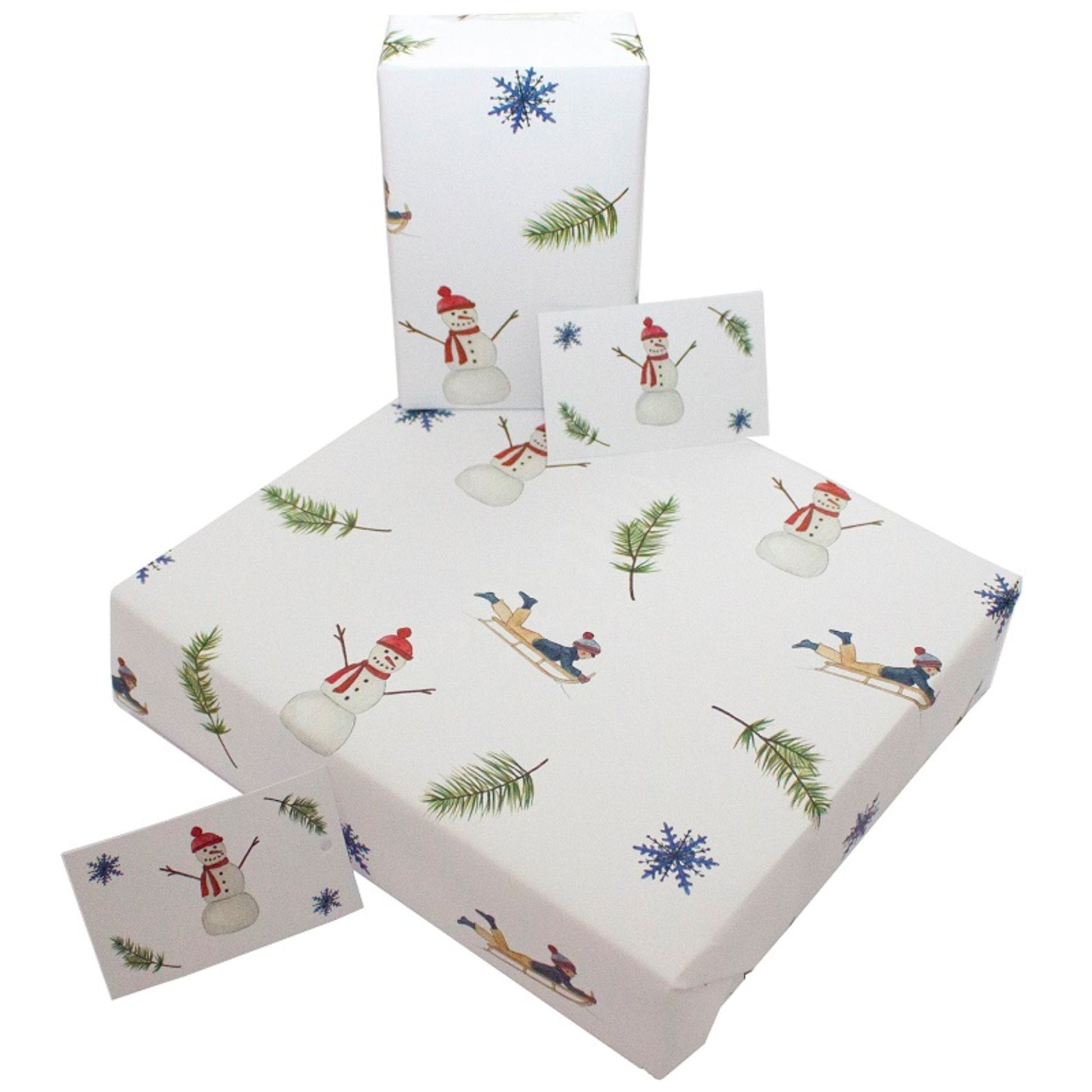 Recycled Christmas wrapping paper - Christmas snowmen