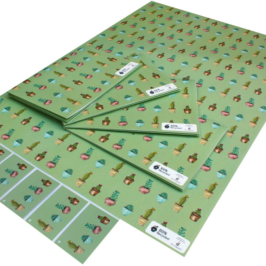 Recycled eco wrapping paper - cactus sheets-min