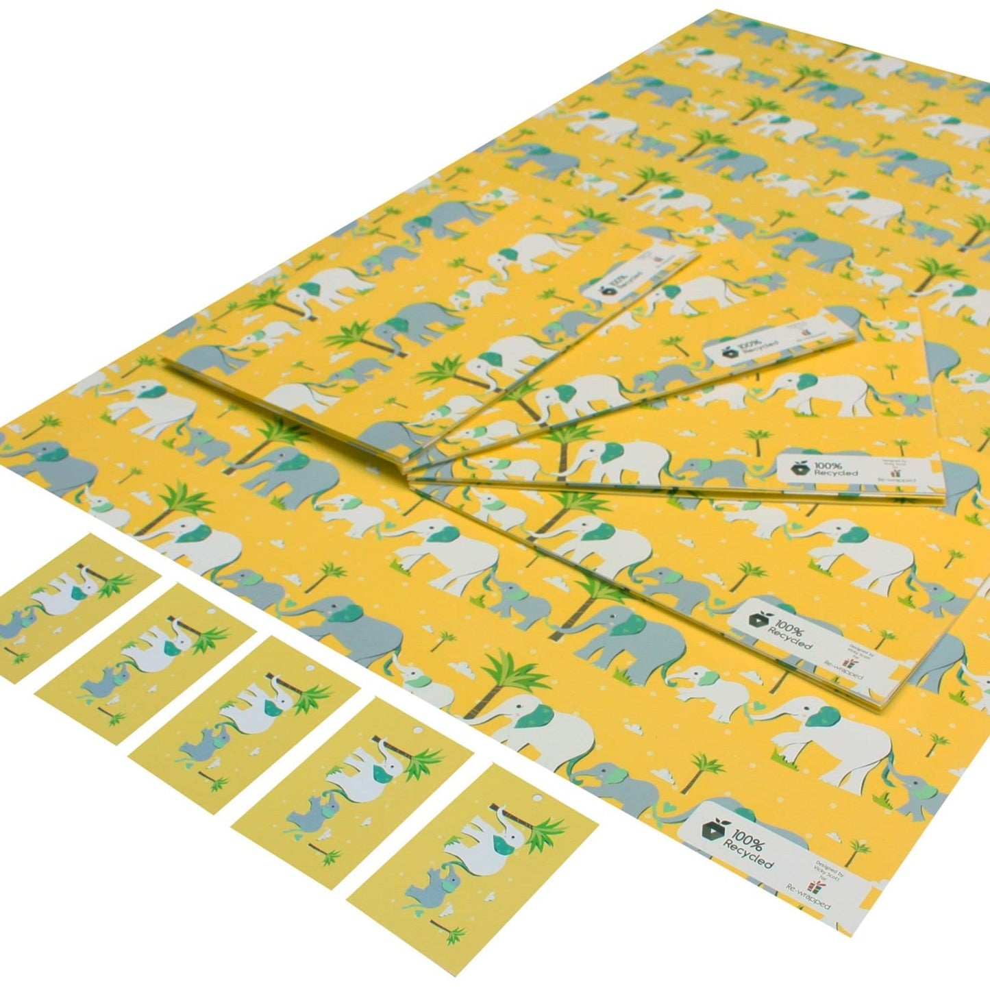 Eco recycled wrapping paper - elephants gift wra