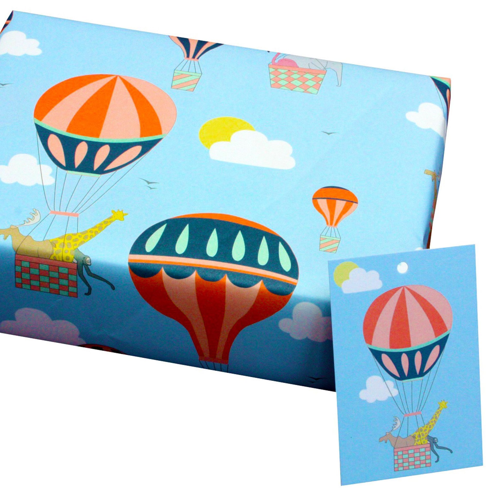 Recycled wrapping paper - hot air balloons gift wrap