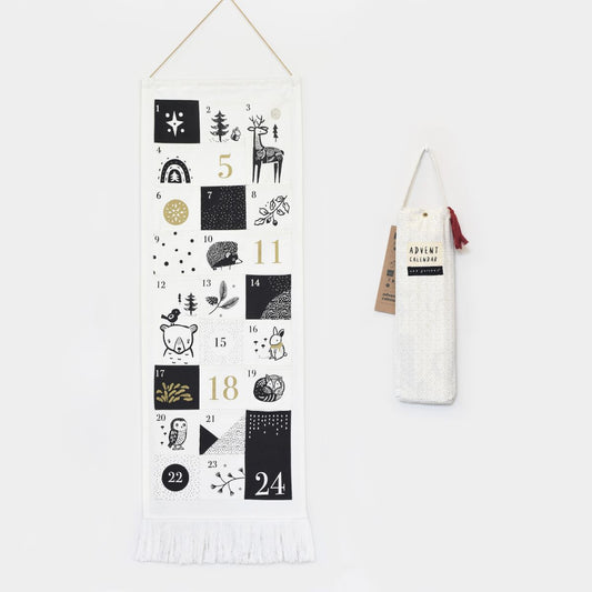 Reusable Advent Calendar in Organic Cotton - with cotton bag