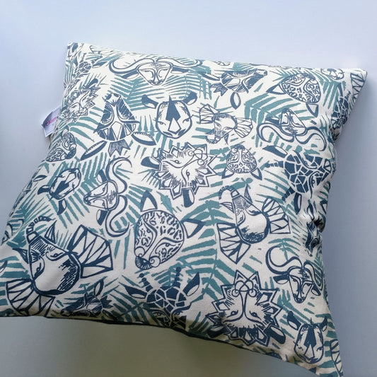 Safari Animal Cushion  Handmade and Fair Trade - blue