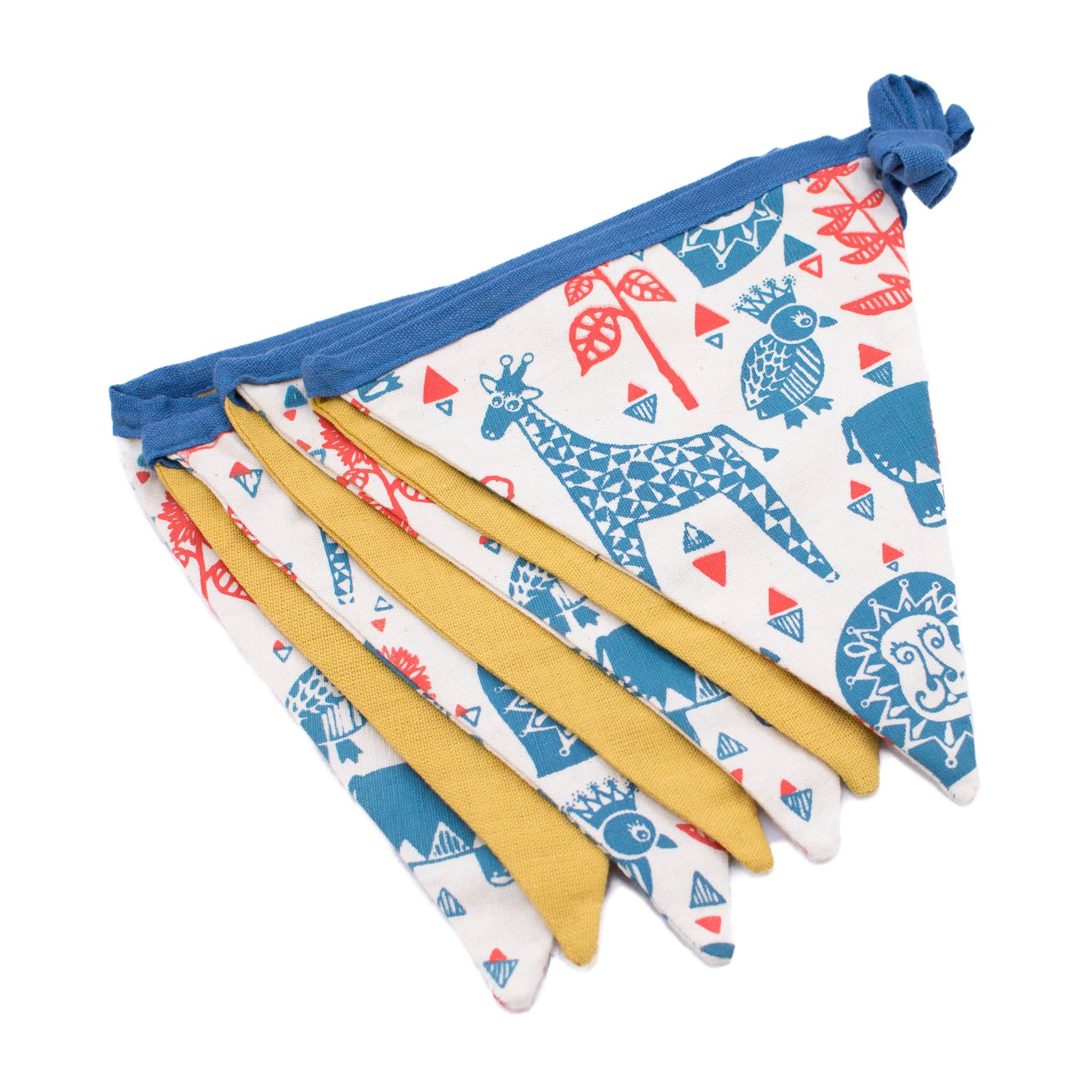 Handmade and Fair Trade Safari Print Bunting - red and blue