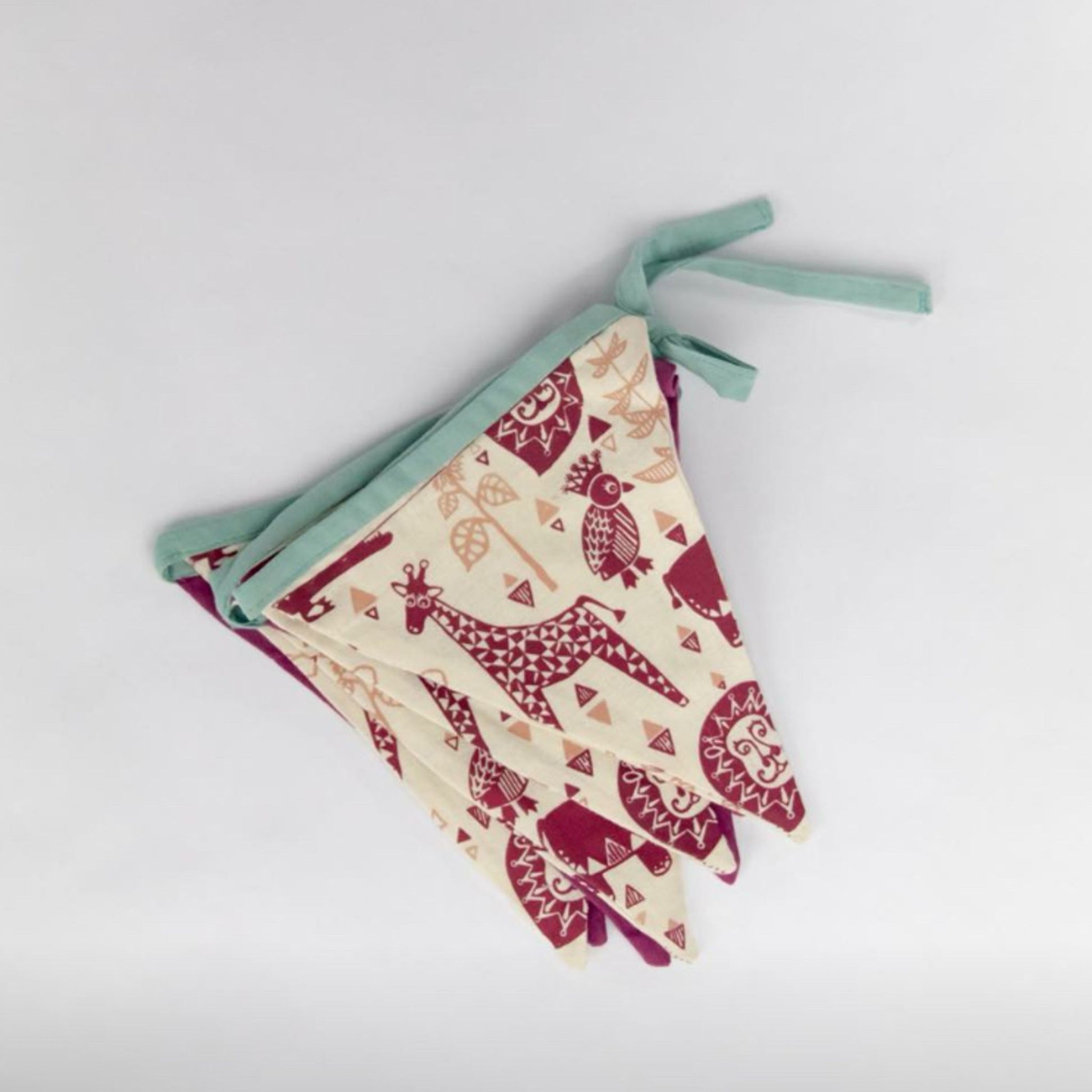 Handmade and Fair Trade Safari Print Bunting | - raspberry