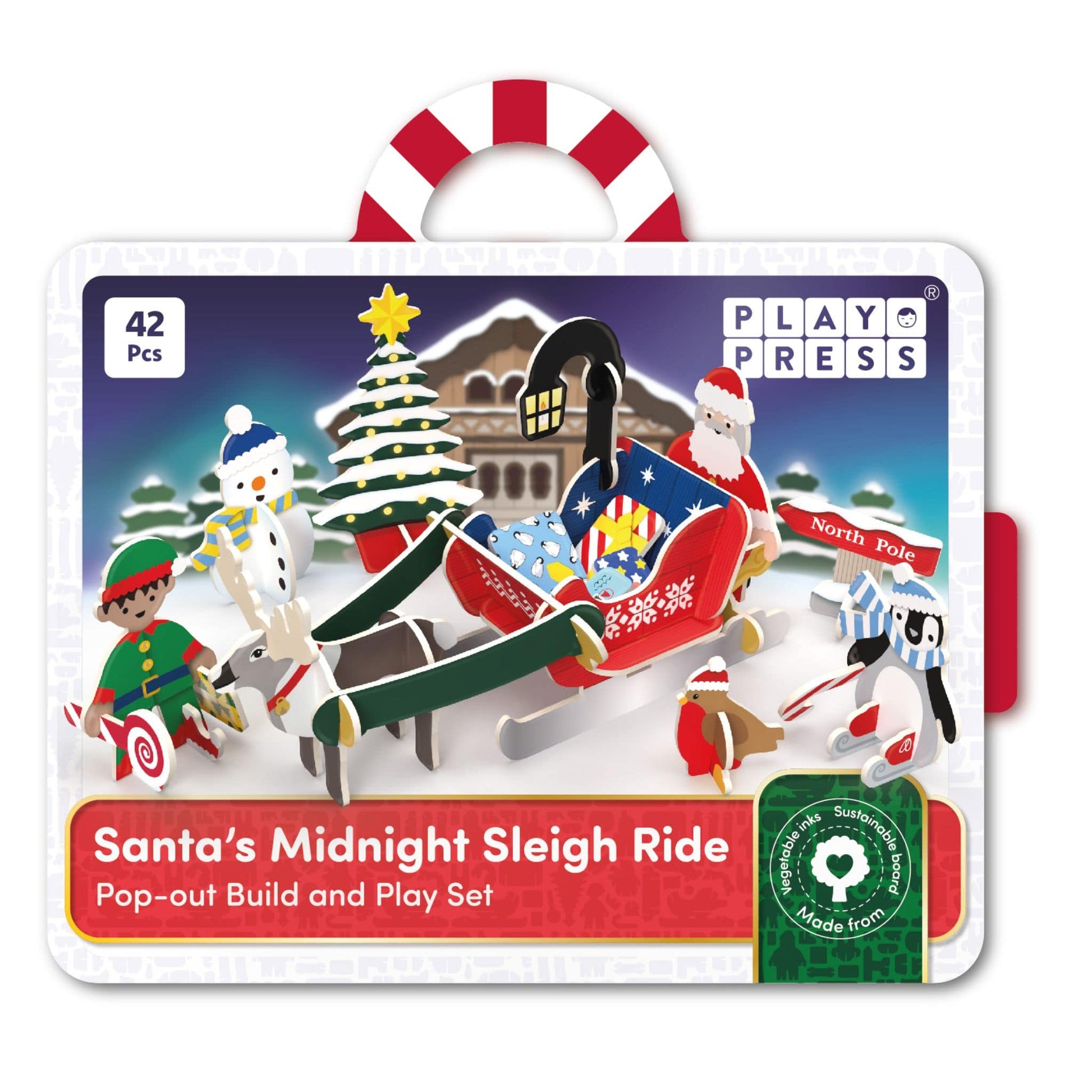 Santa's Midnight Sleigh Ride Build and Play Toy - plastic free packaging