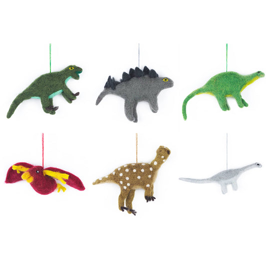 Small Hand-Felted Dinosaur Decoration - 6 Varieties | Fair Trade and handmade