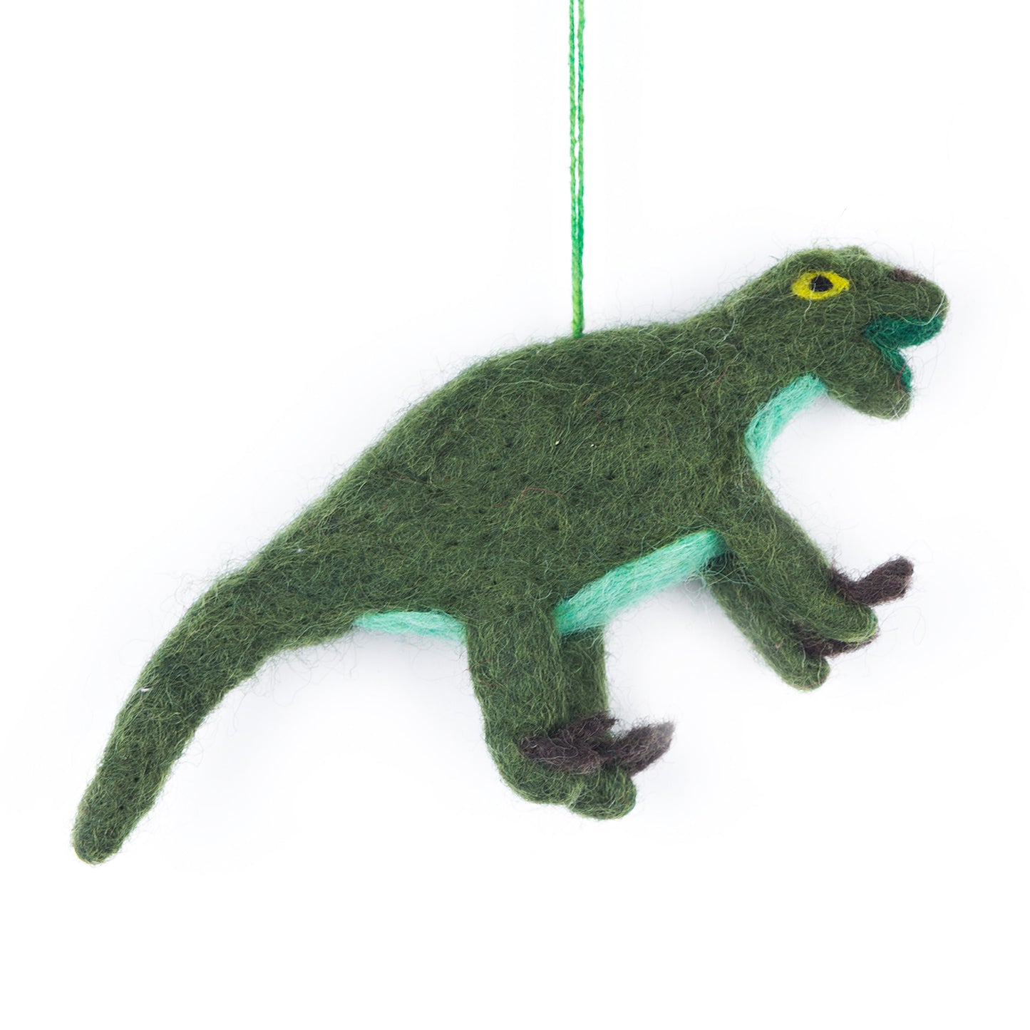 Small Hand-Felted Dinosaur Decoration | Fair Trade and handmade - velociraptor