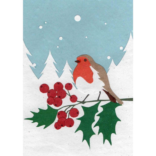 Christmas Robin - handmade and recycled Christmas card-min