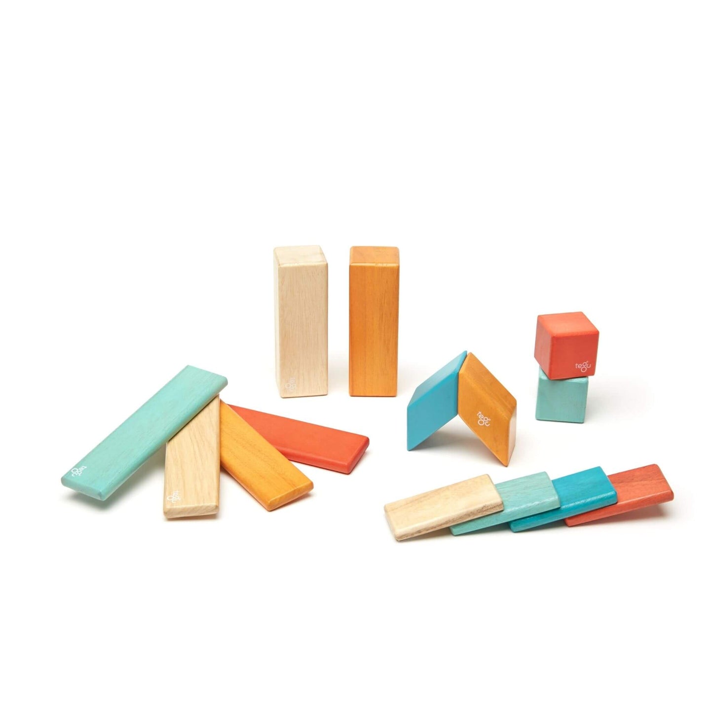 Tegu 14-Piece Magnetic Wooden Building Blocks - pieces