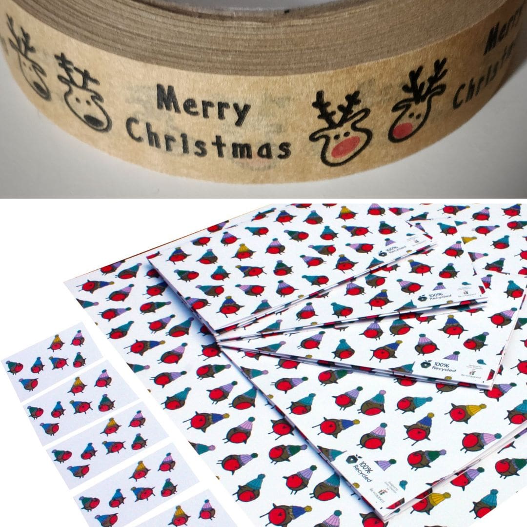 That's a Wrap Christmas Robins Wrapping Paper and Tape Bundle