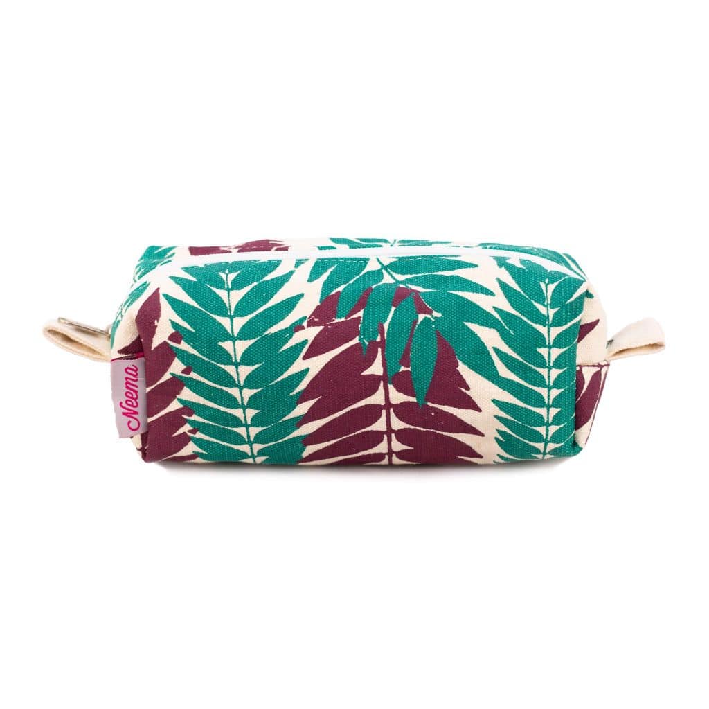 Handmade and Fair Trade Tropical Leaf-Print Make Up Bag