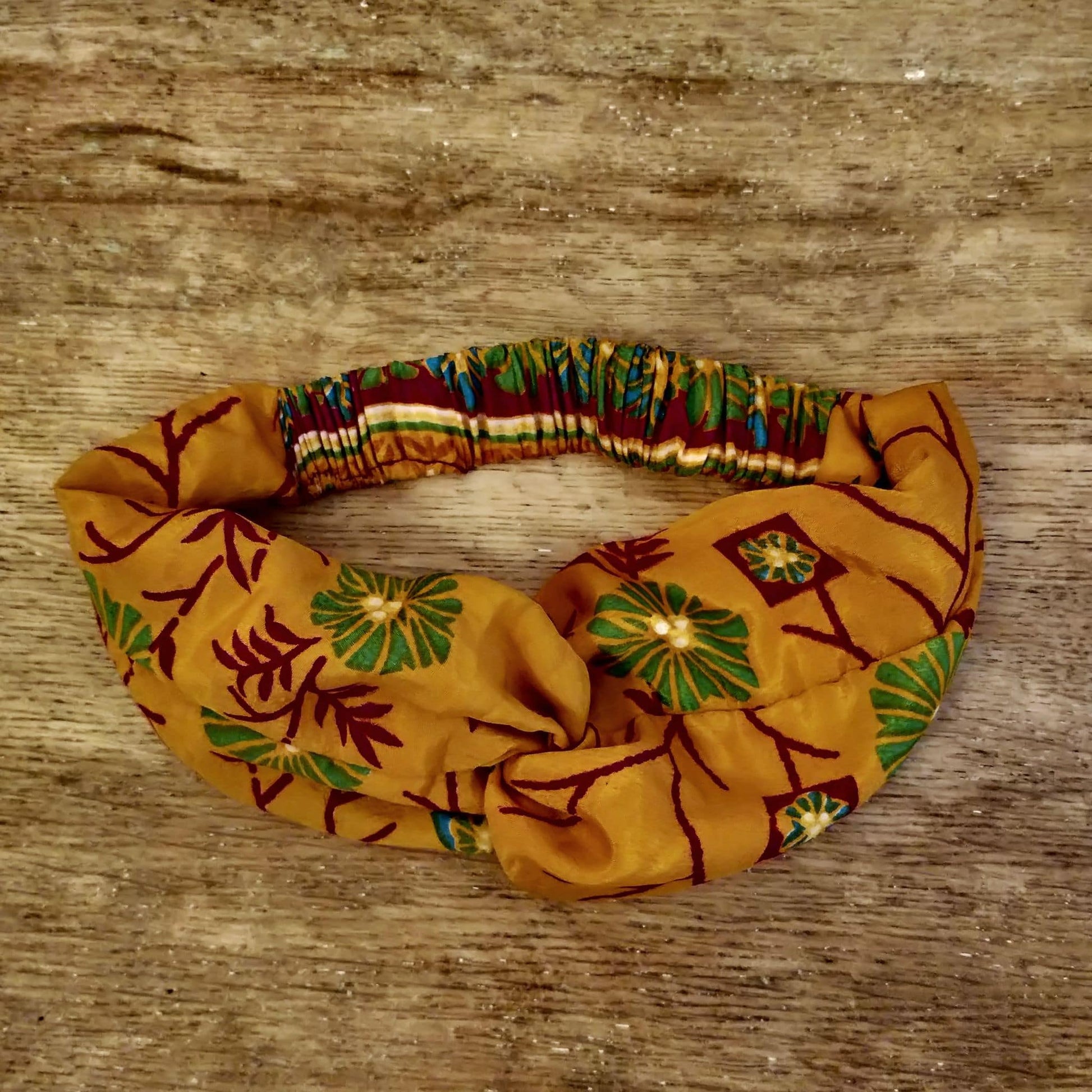 Turban Headband made from Upcycled Saris - botanical orange