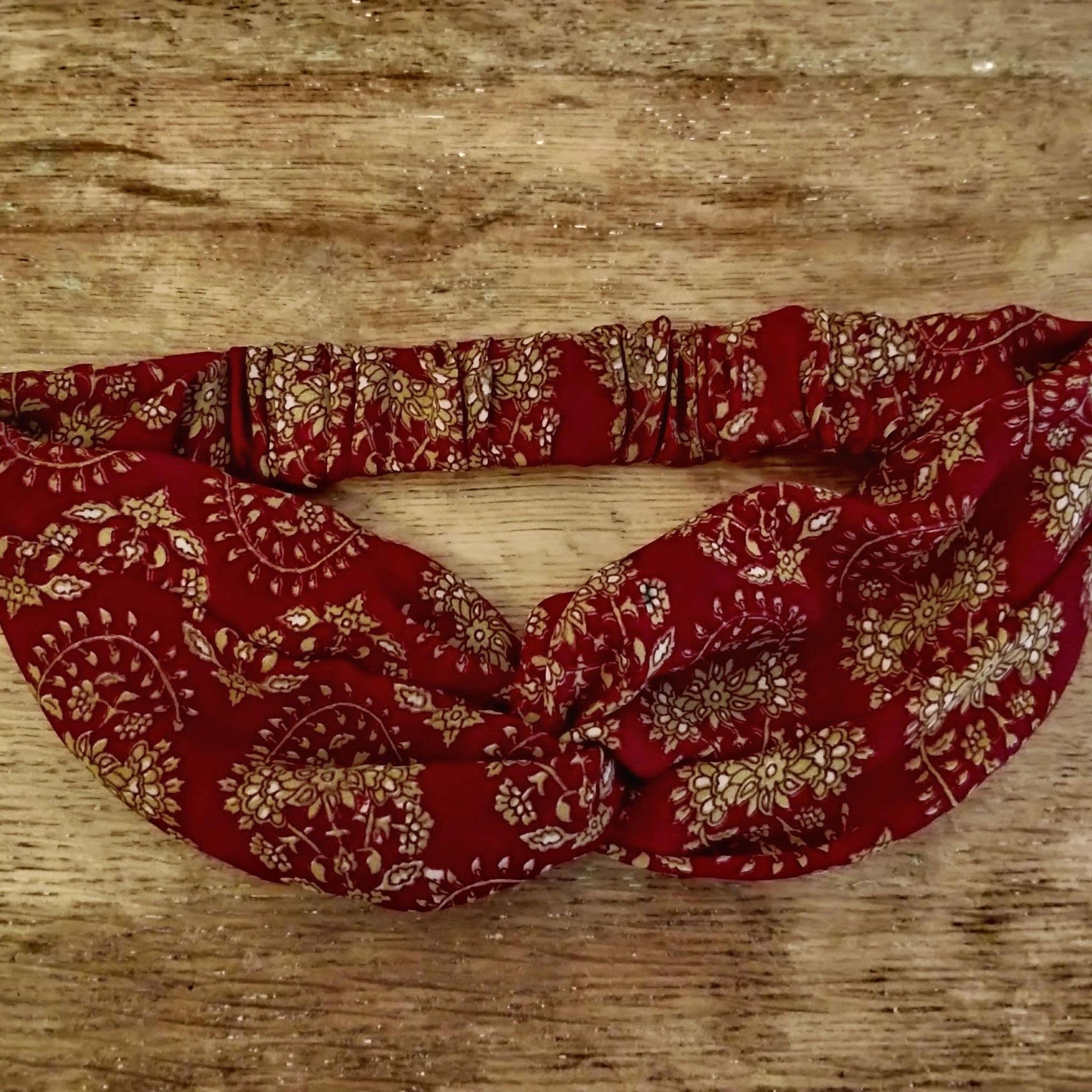 Turban Headband made from Upcycled Saris - red flat