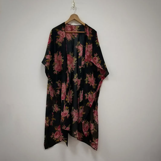Upcycled Vintage Sari Kimono Empowering Women in India - floral