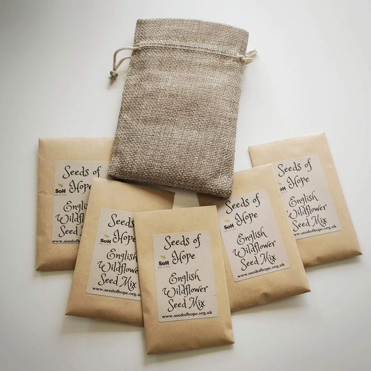 Wildflower Seed Gift Set - jute bag and five native English wildflower seed packets