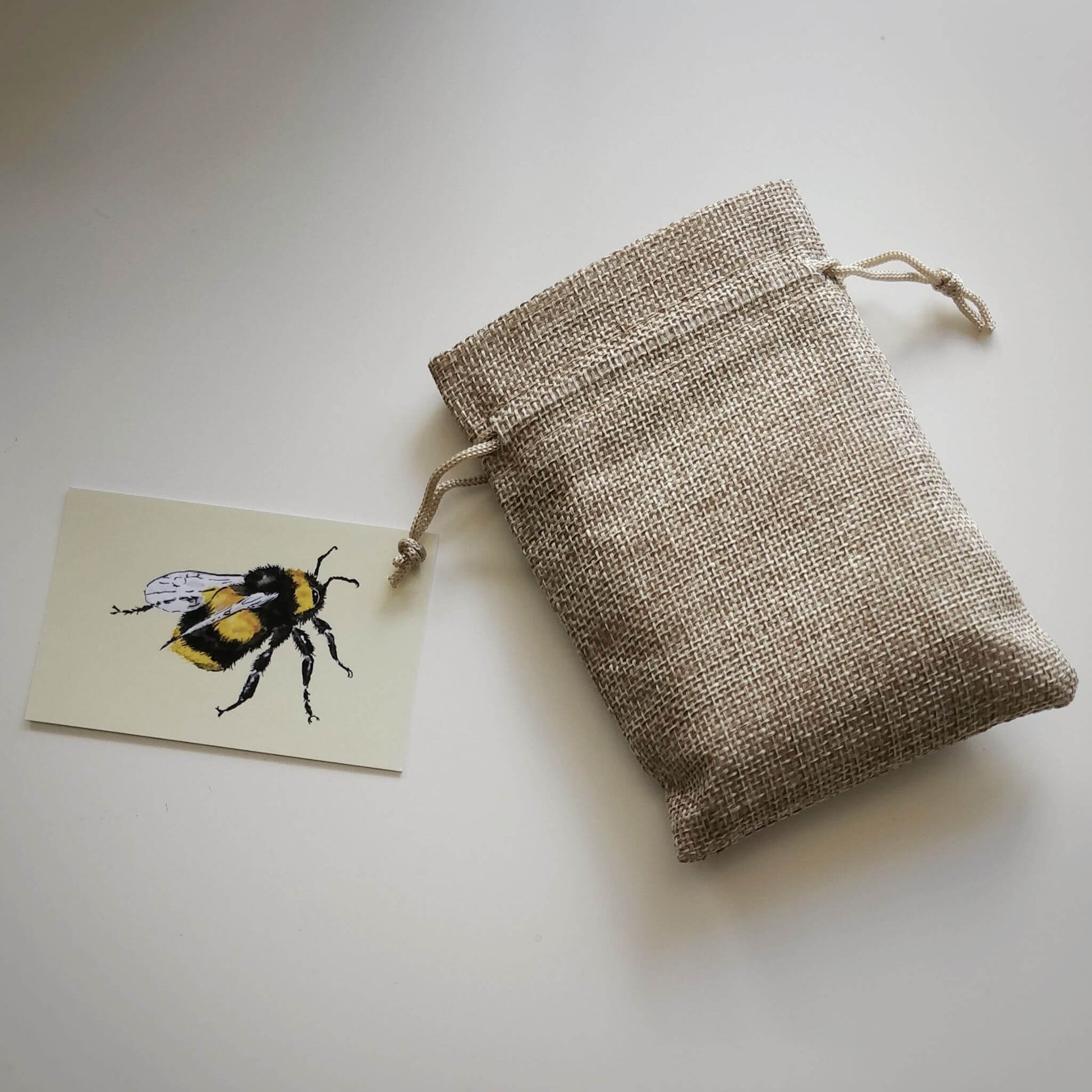 Wildflower Seed Gift Set - jute bag containing wildlfower seed packets and bee gift tag