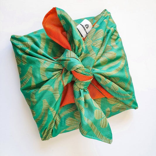 Wrapped gift - Reusable Fabric Gift Wrap  Upcycled and Reversible - large