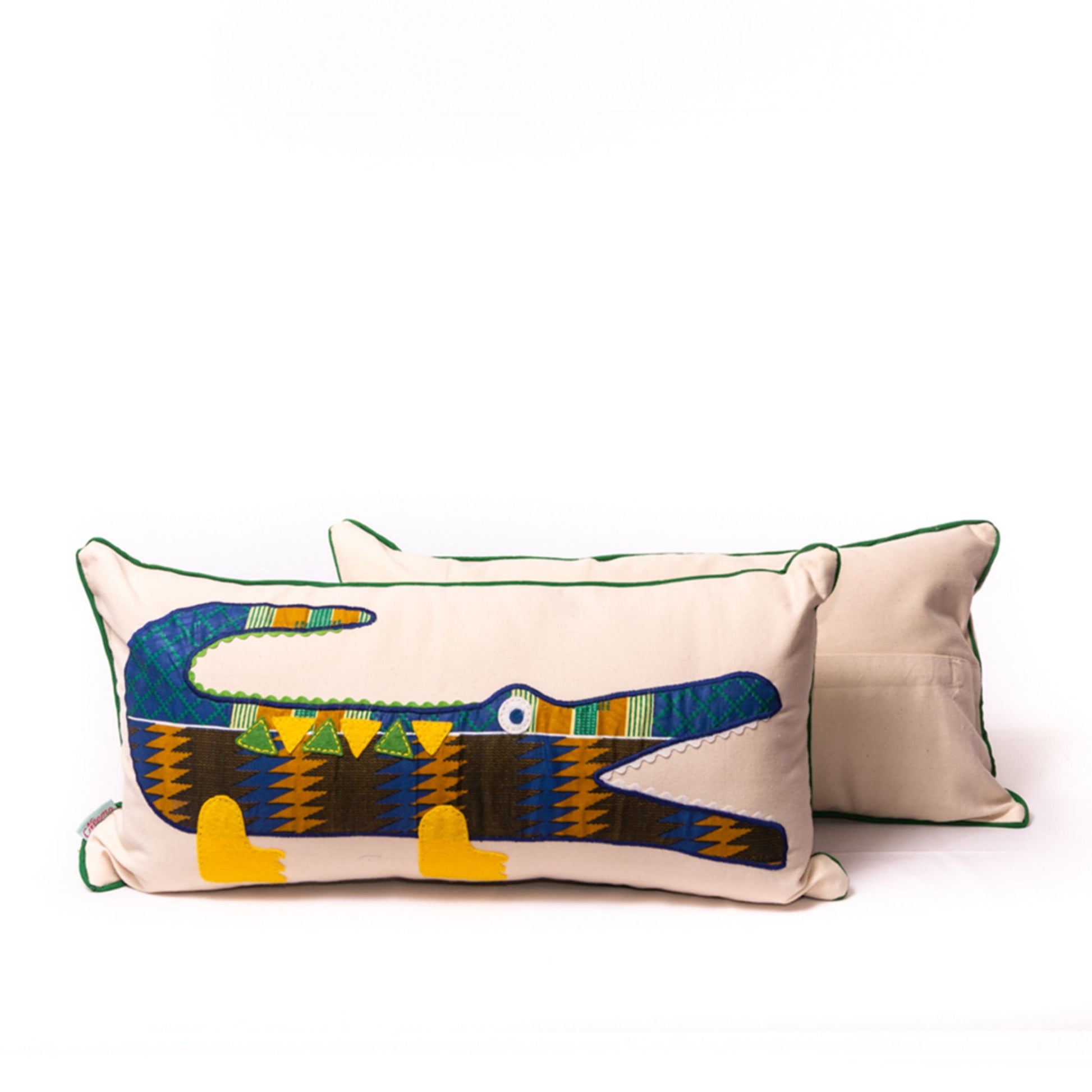 Handmade & Fair Trade Crocodile Cushion - blue